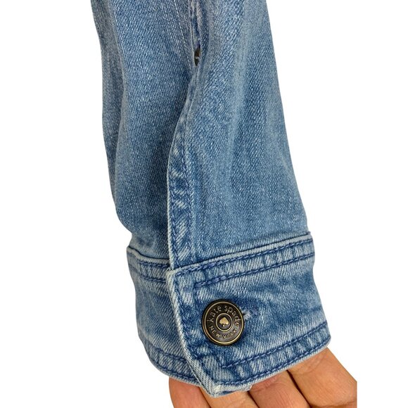 Kate Spade New York Denim Jacket With Ruffle Peplum Hem Small RT10298 EUC - Picture 7 of 9